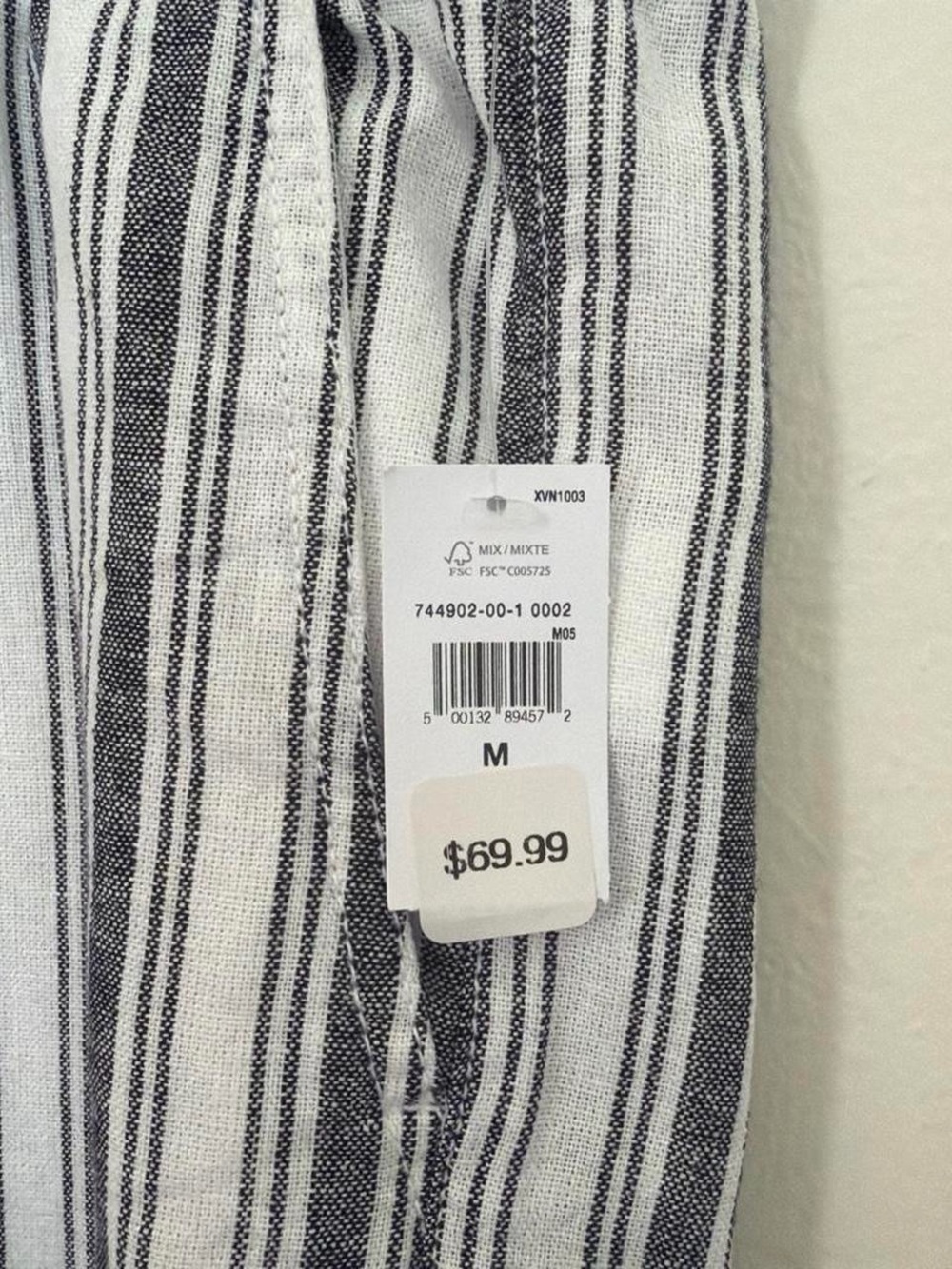 Striped Wide-Leg Drawstring Pants - White/navy - Picture 3 of 5